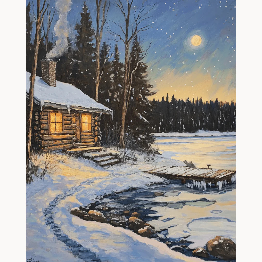 Snow Cabin NIght - Image 2
